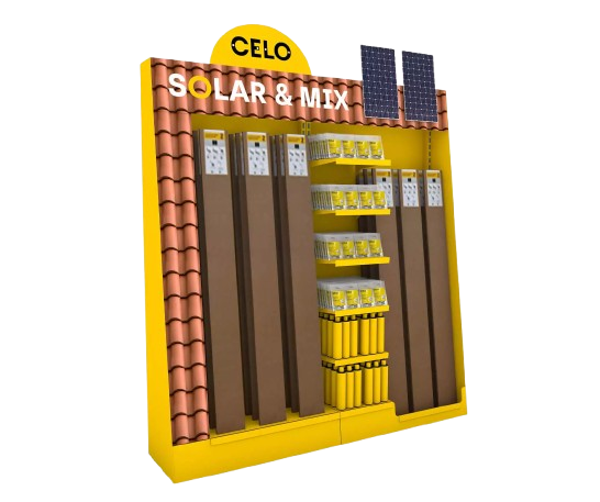 Solar Kits Clipado: Expositor para distribución de CELO con kits de sistema clipado para la instalación de paneles solares