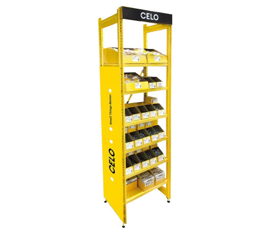 Pick&Install: Expositor para distribución de CELO con diseño modular personalizado para un almacenaje óptimo